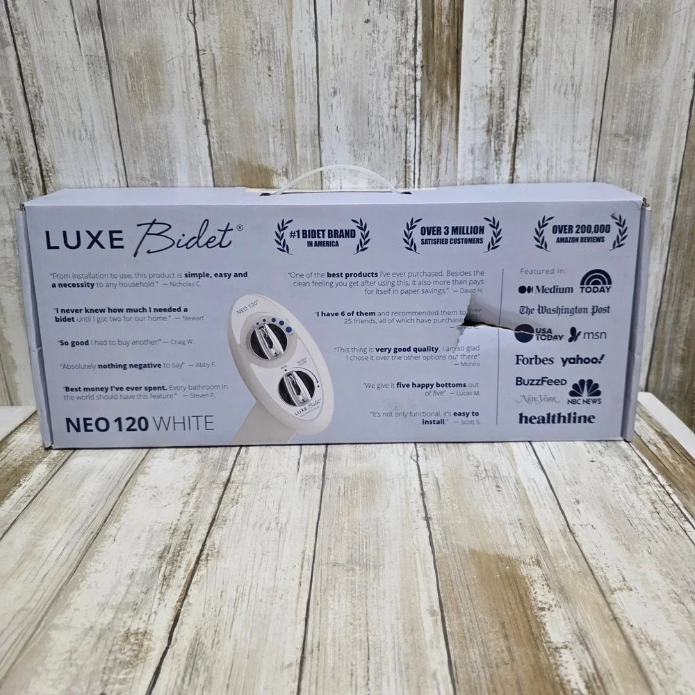 Luxe Bidet Neo 120 White Self-Cleaning Nozzle Bidet Attachment Home Installation